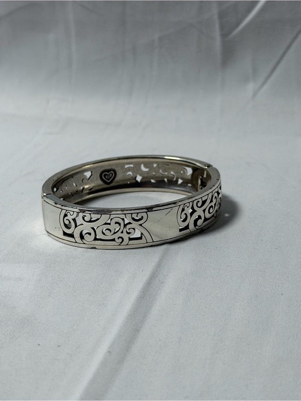 Brighton Silver-Tone Filigree Hinged Bracelet